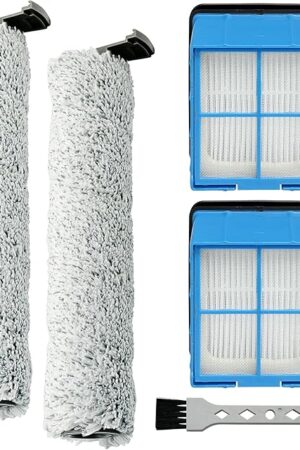BISSELL 3882 Replacement Roller Brush & Filters, Compatible with CrossWave OmniForce 3882/3883/OmniFind 3967F/3970F Vacuum Cleaner - 2 Rollers + 2 Filters + 1 Tool