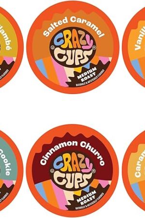 Crazy Cups Flavored Coffee Pods Variety Pack - Coffee Flavors for the Keurig K Cups Machine, Recyclable Single Serve Cups, 24 Count (Pack of 1)