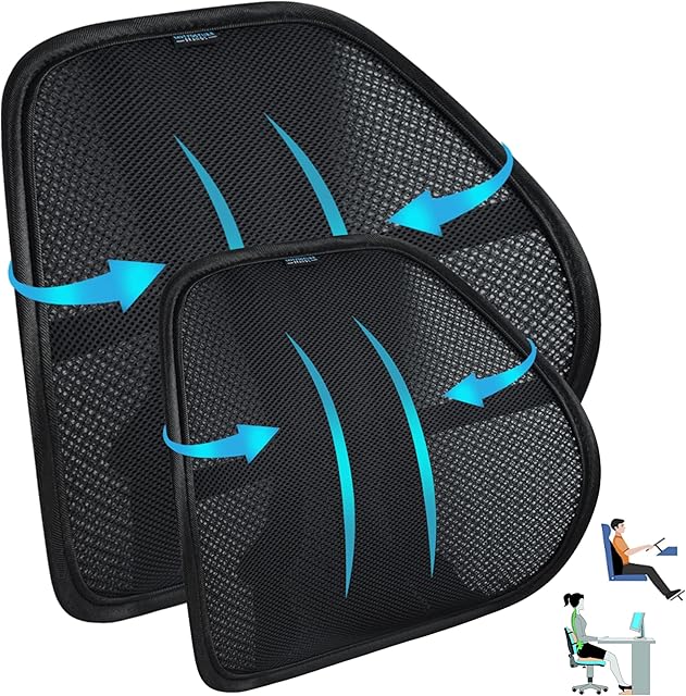 Easy Posture Lumbar Support for Car (2 PK) - Double Layer Breathable Mesh (3-Way Lock Straps) - Office Chair Lumbar Support Pillow - Mesh Back Support for Office Chair Car, Lower Back Support