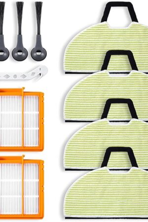 4 Mop Pads Replacement Parts for Shark RV2610WA, AV2610WA, RV2620WD, RV2410WD AI Ultra 2-in-1 Robot Vacuum and Mop Accessories, 4 Mop Pads, 2 Filter, 4 Side Brush Combo