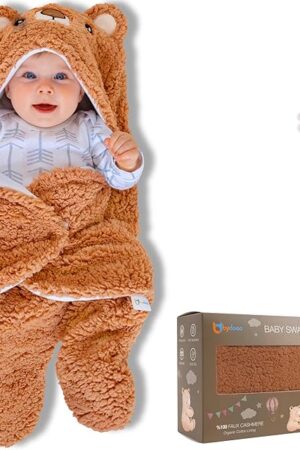 Baby Swaddle Blanket Bear 0-6 Months Cute Organic Ultra Soft Plush NewBorn Baby Essentials Must Have Infants Girls Boys Gender Neutral Stuff, Registry Gift Receiving Swaddling Wrap Clothes Shower Gift