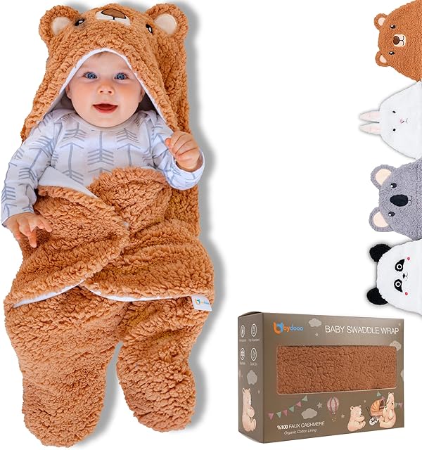 Baby Swaddle Blanket Bear 0-6 Months Cute Organic Ultra Soft Plush NewBorn Baby Essentials Must Have Infants Girls Boys Gender Neutral Stuff, Registry Gift Receiving Swaddling Wrap Clothes Shower Gift