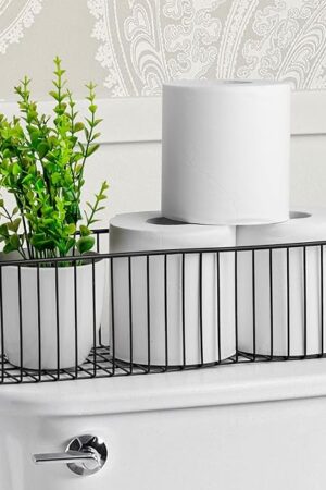 Wetheny Toilet Paper Basket (1 Pack) - Black Wire Basket Metal Basket for Bathroom farmhouse decor - Wire Storage Baskets for organizing toilet tank topper, countertop