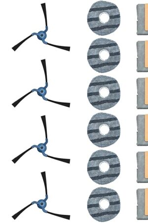19 Pack Replacement Parts Compatible with Eufy X10 Pro Omni Vacuum, Robot Vacuum Replacement Accessories w/ 1×Rolling Brush, 6×Mop Pads, 4×Side Brushes, 2×Filters, 6×Dust Bags