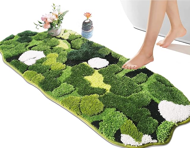 Bathroom Runner Rug Bath Mat Rectangular Moss Leaf Leaves