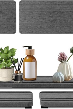 3PCS Water Absorbing Stone Tray, DryingNeat Diatomite Stone Sink Tray, Instant Dry Sink Coasters, Kitchen Sponge Hand Soap Holder, Countertop Fast Drying Counter Trays,8 * 4inch and 4 * 4inch