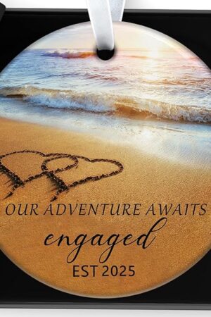 Wedding Gifts Engagement Gifts for Couples 2025 First Christmas Engaged Ornament 2025 Just Engaged Bachelorette Gift Happy Engagement Gift for Newly Engageds Couples Bride to be Her Women Fiance(1)