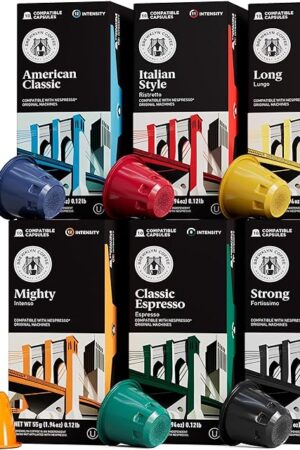 BREWKLYN COFFEE for Nespresso OriginalLine Machine 120 pods Certified Genuine Espresso Variety Pack, Italian Espresso Coffee, 120 Pod Variety Pack