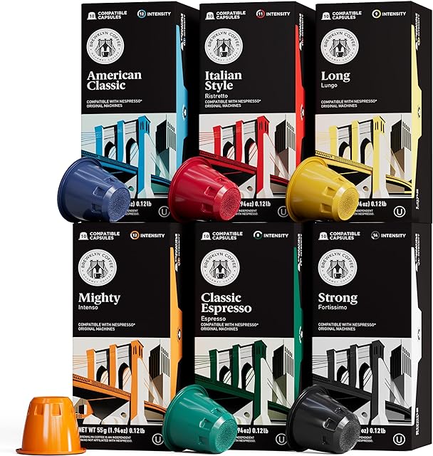 BREWKLYN COFFEE for Nespresso OriginalLine Machine 120 pods Certified Genuine Espresso Variety Pack, Italian Espresso Coffee, 120 Pod Variety Pack