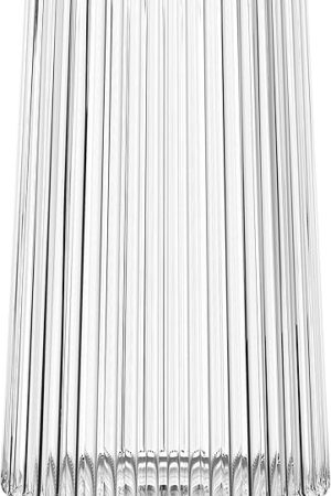 Clear Glass Vase for Flower, Flower Vase for Bouquet, Modern Glass Vases, Ribbed Vases for Living Room, Bedroom, Dining Table, Office, Wedding, Centerpieces, 8 Inches