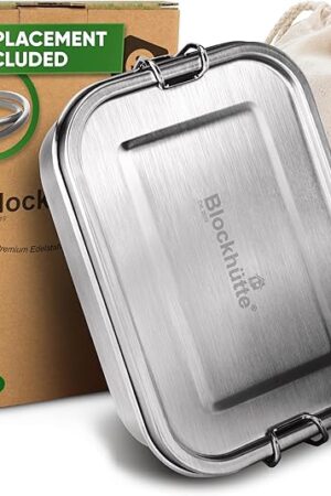 Blockhütte Stainless Steel Lunch Box I 27oz I with free sealing I Bento Box 3 Compartments, Leak-Proof Food Containers, Metal Lunchbox for Travel & Work, Eco-Friendly Meal Storage Solution