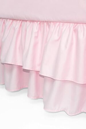 American Baby Company Double Layer Ruffled Crib Skirt, Blush Pink, for Girls, 1 Count (Pack of 1)