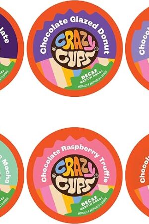 Crazy Cups Decaf Chocolate Coffee Pods Variety Pack, Chocolate Flavored Decaf Coffee For Keurig K Cup Machines, (Pack of 1, 24 Count Total)