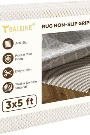 BALEINE Non Slip Rug Pad Rug Gripper for Hardwood Floors, Extra Thick Non Slip Mat Under Carpet (3'x5')