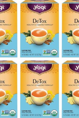 Yogi Tea DeTox Tea - 16 Tea Bags per Pack (6 Packs) - Organic Detox Tea for Digestive & Circulation Support - Includes Burdock, Dandelion, Ginger Root, Black Pepper, Cardamom & Juniper Berry