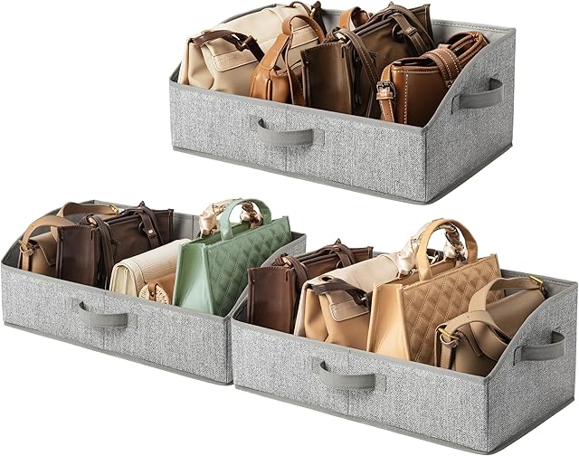 GRANNY SAYS Closet Organizers and Storage, Trapezoid Storage Bins, Gray, Dog Toy Bin, Storage Baskets for Shelves, Fabric Storage Bins with Handles, Clothing Organizer, Gray, 3-Pack