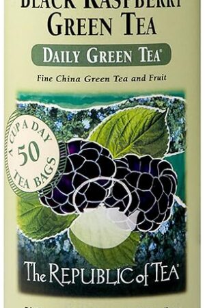 The Republic of Tea - Black Raspberry Green Tea, 50 Tea Bags, Tin | Flavored Berry Tea | Caffeinated