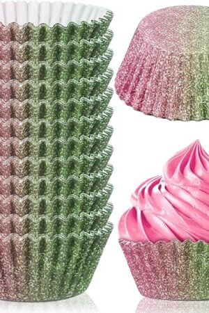 Vesici 300 Count Witch and Princess Theme Party Decoration Cupcake Liners Pink and Green Birthday Party Cupcake Papers Muffin Baking Cups Wrappers for Birthday Decoration