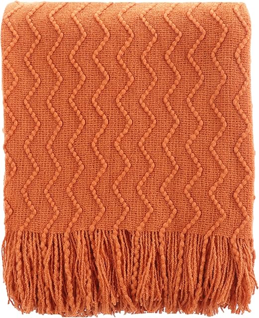 BATTILO HOME Burnt Orange Throw Blanket 50"x60"
