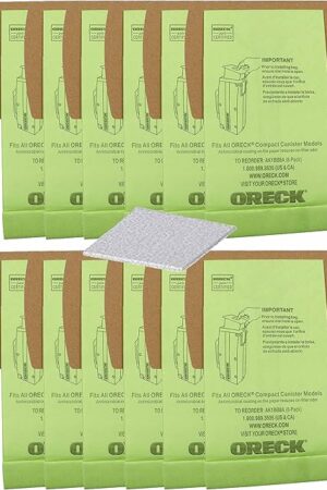 Compatible with oreck vacuum bag Type bb Compact Canister Bags (12 Pack With Motor Filter) PKBB12DW