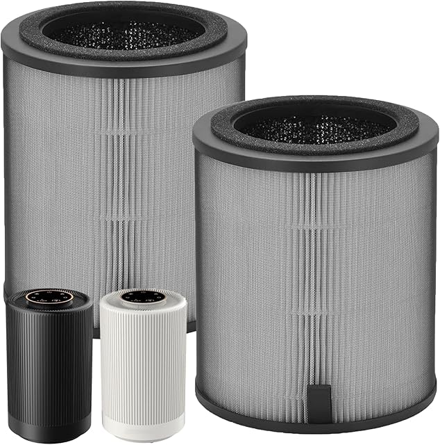 2 Pack JF100 Replacement Filter, Compatible with JF100 Air Purifier, 3-in-1 Pre-Filter, H13 True and Activated Carbon Filtration System