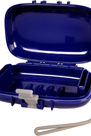 Carry-Dri EZ Travel Bar Soap Container & Dish - Dries with Patented Air Vents - Durable Leakproof Soap Holder - Compact Soap Bar Case - Ultimate Portable Soap Box for Traveling - Blue-Grey