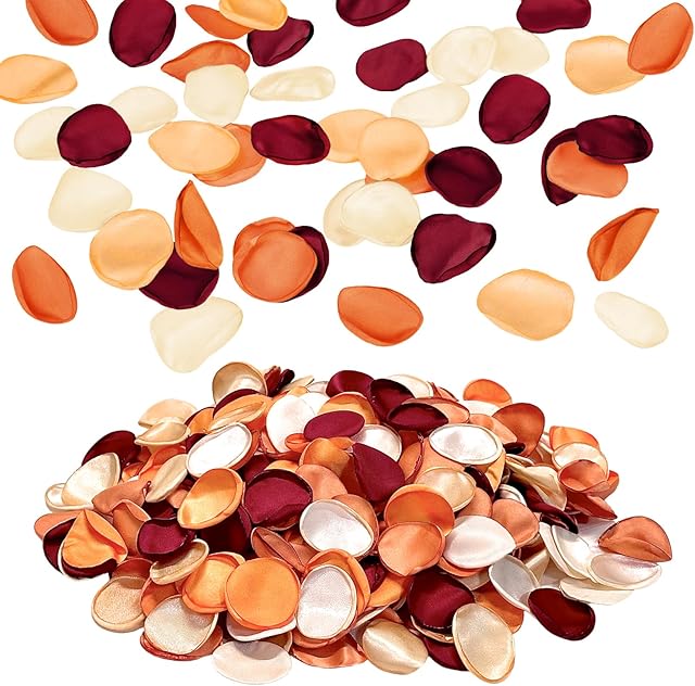Emivery 300pcs Artificial Flower Petals, Burnt Orange Fall Wedding Decor Silk Rose Petals Flower Girl Petals Fall Flowers for Wedding Bridal Shower Table Aisle Decor