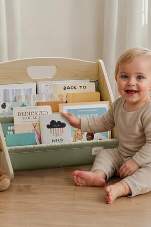 Decorative Bookshelf for Toddlers and Kids - Beautiful Montessori Shelf to Display All Books for Your Little One - The Perfect Nursery Organizer for Your Baby Girl/Boy´s Bedroom & as Play Room Decor