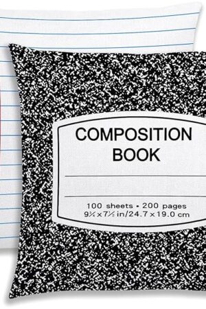 Composition Notebook Throw Pillow Covers Welcome Back to School Decorations First Day of School Home Classroom Bed Couch Sofa Decor Set of 2