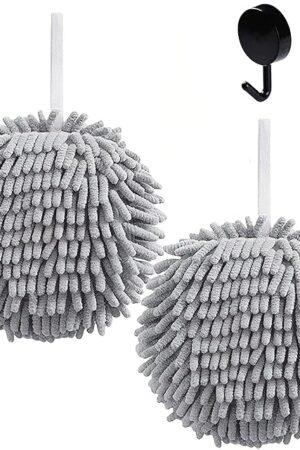 2 Pcs Microfiber Chenille Hand Towels Hand Towel Balls