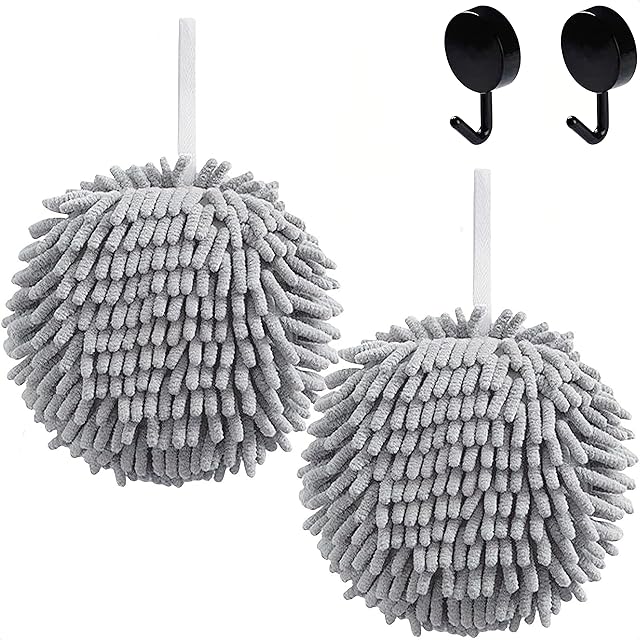 2 Pcs Microfiber Chenille Hand Towels Hand Towel Balls