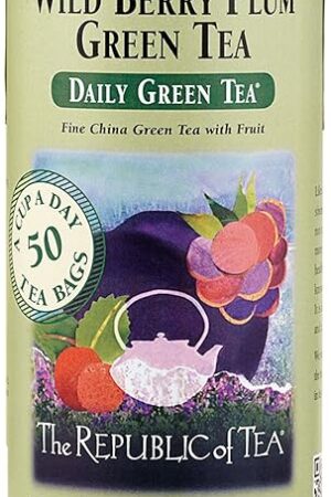 The Republic of Tea Wild Berry Plum Green Tea, 50-Count