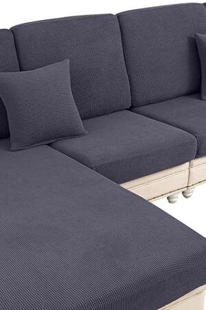 Couch Cushion Covers Seat Cushion Cover Stretch Couch Cover Separate Sectional Sofa Slipcovers Furniture Protector(3 Pieces for Seat or Sofa Backrest, Dark Grey)