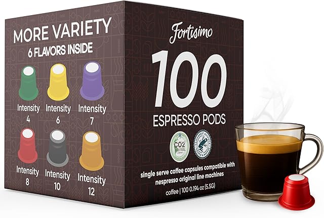FORTISIMO Espresso Pods Variety Pack - 100 Count Espresso Capsules - Compatible with Nespresso Original Line Machines - Authentic and Refined Taste Freshly Packaged in Italy