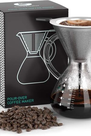 Coffee Gator Pour Over Coffee Maker with Reusable Stainless Steel Filter Drip Coffee Brewer