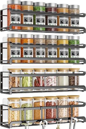 Wall Mounted Spice Rack Organizer, 4 Pack