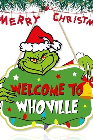 Christmas Decorations Hanging Signs Christmas Door Sign Welcome to Whoville Sign for Holiday Xmas Door Decor