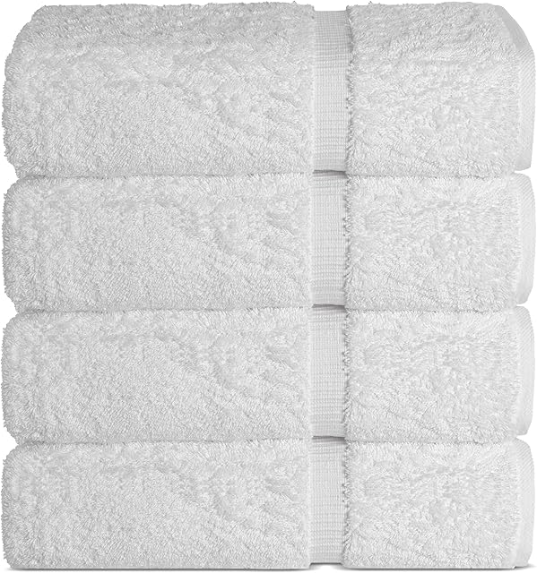 Chakir Turkish Linens 100% Cotton Turkish Towels Bath Towels 4-Piece White