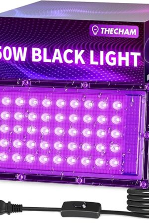 50W LED Black Lights IP66 Waterproof Black Light Outdoor with 5.9ft Plug+Switch,Flood Blacklight for Halloween Glow in The Dark Party Stage Light Neon Glow Birthday 1 Pack