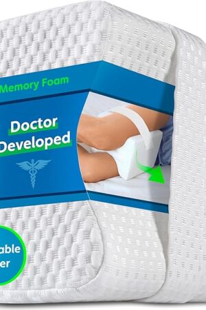 Doctor Developed Knee Pillow for Side Sleepers - Washable Cover Memory Foam Leg Pillow for Side Sleeping, Lower Back & Sciatica Pain Relief - Spine Alignment - Between Knee Hip Cushion