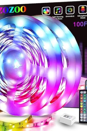 ZOZOO 100ft Led Lights for Bedroom(2 Rolls of 50ft), Smart RGB Led Strip Lights with 44-Key Remote & APP Control Music Sync with Color Changing for Home Party Festival Decoration