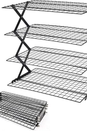 2/3/4-Tier collapsible cooling rack for baking,Folding Cooling Grid,Adjustable Stackable Roasting Cooking Drying Wire Cooling Rack for Cookies Baking