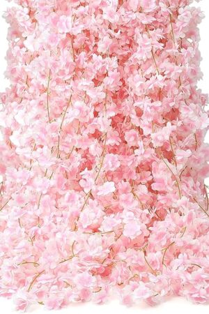 6PC 35.4FT Cherry Blossom Flowers Garland for Pink Flowers Garland Silk Cherry Blossom Vines Hanging for Wedding Party Sakura Cute Spring Summer Decor
