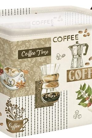 Clastyle Large Breaktime Coffee Theme Storage Basket Coffee Bean Cup Snack Kitchen Storage Bin Rectangle Brown Basket for Clothes Toy Book