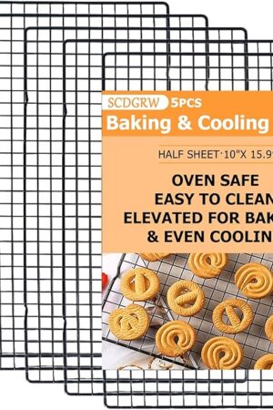 5PCS Cooling Racks for Cooking and Baking - 10" x 16" Wire Rack Baking Rack, Oven Cooking Rack, Heavy Duty Baking Rack for Grilling. Roasting, Cooking, Drying