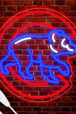 Baseball Team Neon Sign, Cool Dimmable Light Up Team Logo Hanging USB Powered for Wall Decor, Man Cave, Bedroom, Game Room Decor, Birthday Christmas Merch Gift for Boys Fans (Cub)