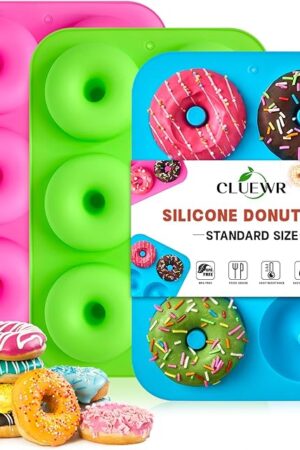 Donut Pan for Baking, 3 Pack Non-Stick Silicone Doughnut Pans 3 Inch Bagel Pans, Oven and Dishwasher Safe