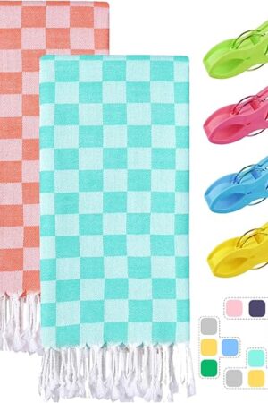 2 Packs Turkish Beach Towel Pool Towel Extra Large