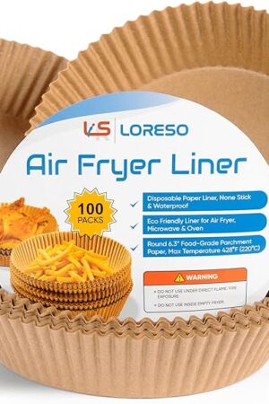 Air Fryer Liners Disposable Parchment Paper, 100 Count - Round 6-7 Inch, Non- Stick Parchment Paper Sheets Liners For Air Fryers 2-5 Quart - 6.3" Round - 100CT