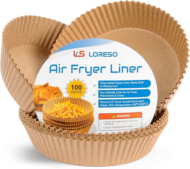 Air Fryer Liners Disposable Parchment Paper, 100 Count - Round 6-7 Inch, Non- Stick Parchment Paper Sheets Liners For Air Fryers 2-5 Quart - 6.3" Round - 100CT